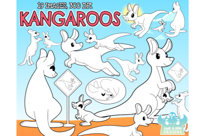 Kangaroos Digital Stamps - Lime and Kiwi Designs