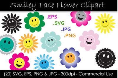 Smiley Face Flower Vector Graphic Bundle