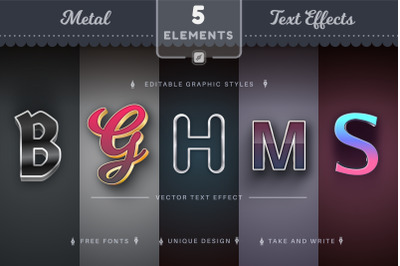 Set 5 Metal Editable Text Effects, Font Styles