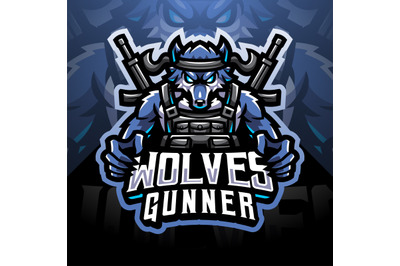 Wolves gunner esport mascot logo design