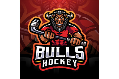 Bulls hockey esport mascot logo