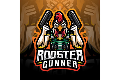 Rooster gunner mascot logo design