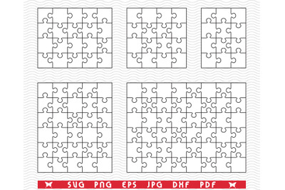 SVG White Puzzles, Separate pieces, digital clipart