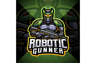 Robotic gunner esport mascot logo design