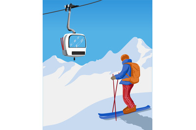 Snow Ski Retro Vector Illustration