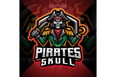 Pirates skull mascot gaming logo design