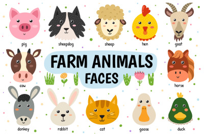 Farm Animals Faces Collection