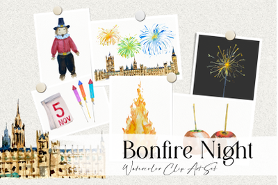Bonfire Night - Watercolor Clip Art Set