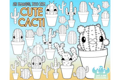Cute Cacti Digital Stamps - Lime and Kiwi Designs