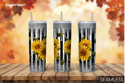 Sunflower Sublimation Design | Skinny 20 oz | Tapered | Straight