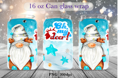 Winter gnome Glass can wrap design Christmas sublimation png