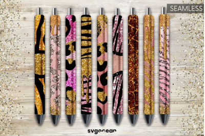 Pen Wraps Leopard Glitter Bundle | PNG | Sublimation