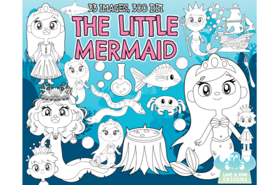 The Little Mermaid Digital Stamps - Lime and Kiwi Designs