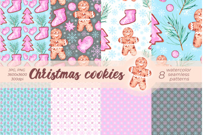 Watercolor Christmas cookies patterns Watercolor Patterns