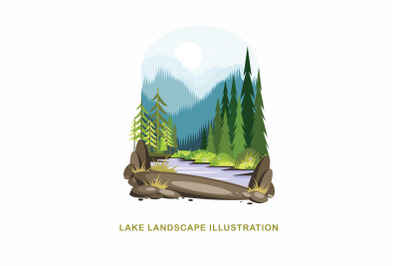 Lake Landscape Vector Illustration