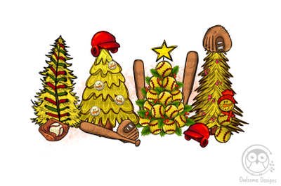 Softball Christmas Tree PNG Sublimation