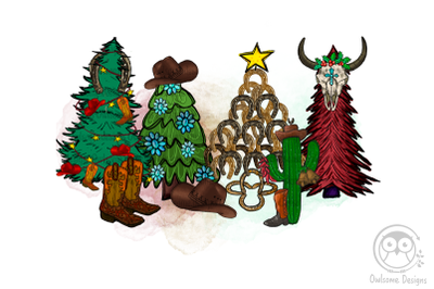 Howdy Western Christmas Tree PNG