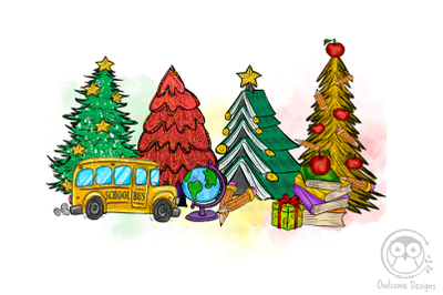 School&2C; Teacher Christmas Tree PNG Christmas