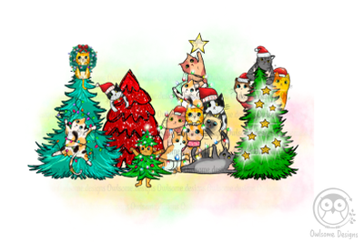 Cute Cat Christmas Tree PNG Christmas