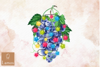 Christmas Fruits With Light Grapes