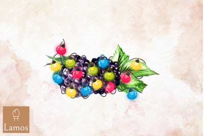 Christmas Fruits With Light Blackberries