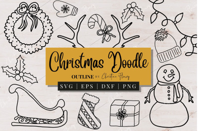 32 Christmas Doodle Outline SVG Bundle
