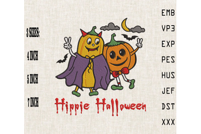 Hippie Halloween Pumpkin Friends Embroidery