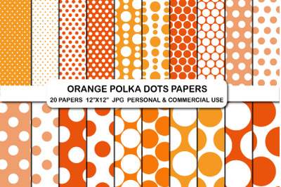 Orange Polka Dot Digital Pattern Papers
