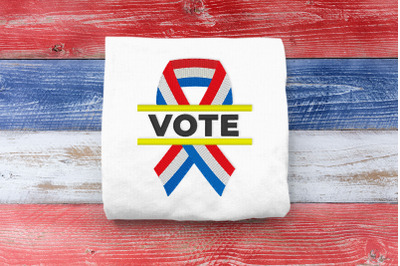 Mini Striped Vote Ribbon | Embroidery