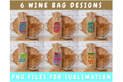 Christmas Wine Bag Sublimation Designs Bundle, 6 Designs