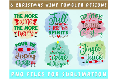 Christmas Wine Tumbler Sublimation Designs Bundle, 6 Designs