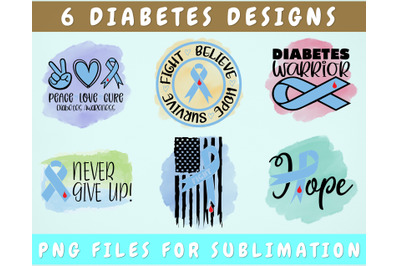 Diabetes Sublimation Designs Bundle, 6 Designs, Diabetes PNG Files