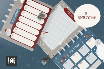 Christmas printable planner PDF. Cute digital stationery