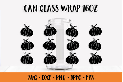 Pumpkin Can Glass Wrap SVG. Thanksgiving Glass Can