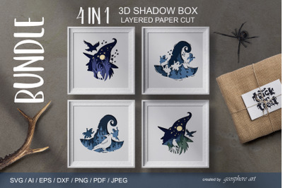 Halloween SVG BUNDLE 3D Layered papercut Shadow box template