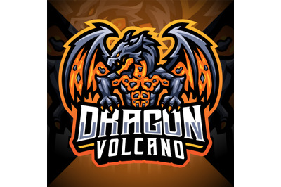 Dragon volcano esport mascot logo design