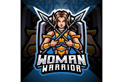 Women warrior esport mascot logo design