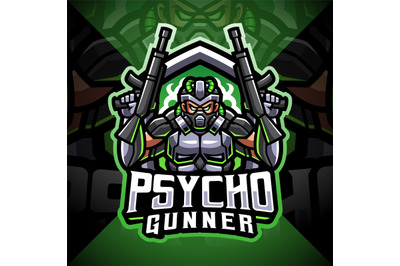 Psycho gunner esport mascot logo design