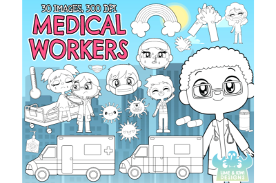 Doctors, Nurses, Paramedics, Medical Workers Digital Stamps