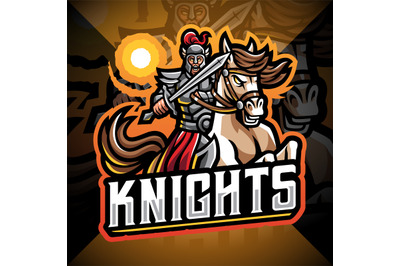 Knights with horse jump esport mascot logo