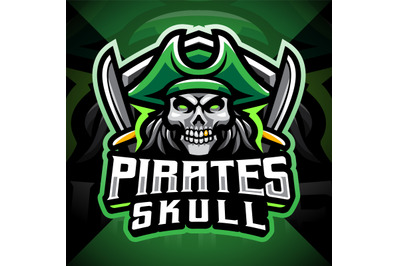 Skull pirates mascot gaming logo design