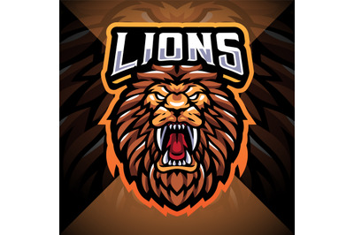 Lion head esport mascot logo design