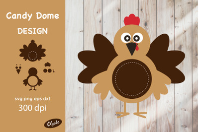 Thanksgiving Candy Dome Ornament. Turkey Candy Dome SVG