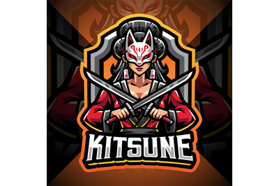 Kitsune girl esport mascot logo design