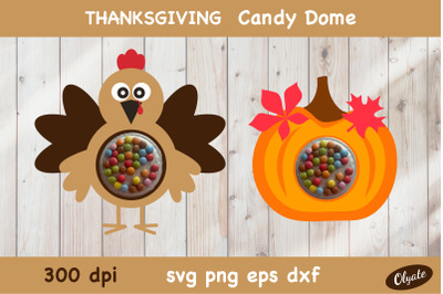 Thanksgiving Candy Dome SVG. Pumpkin SVG. Turkey SVG