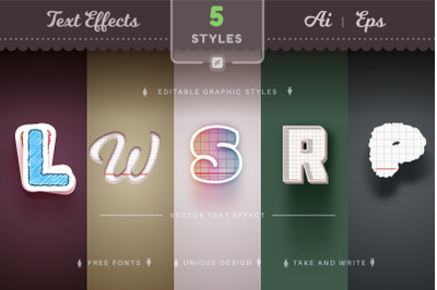 Set 5 Back To School Editable Text Effects, Font Styles