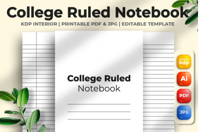 College Ruled Notebook KDP Interior