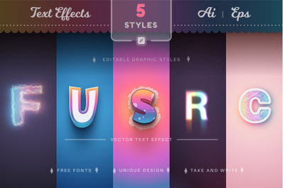 Set 5 Unicorn Editable Text Effects, Font Styles