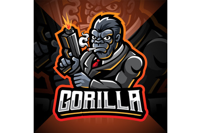 Gorilla gunners esport mascot logo design