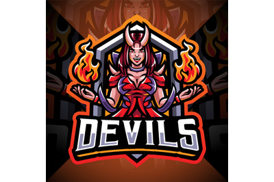 Devils girl esport mascot logo design